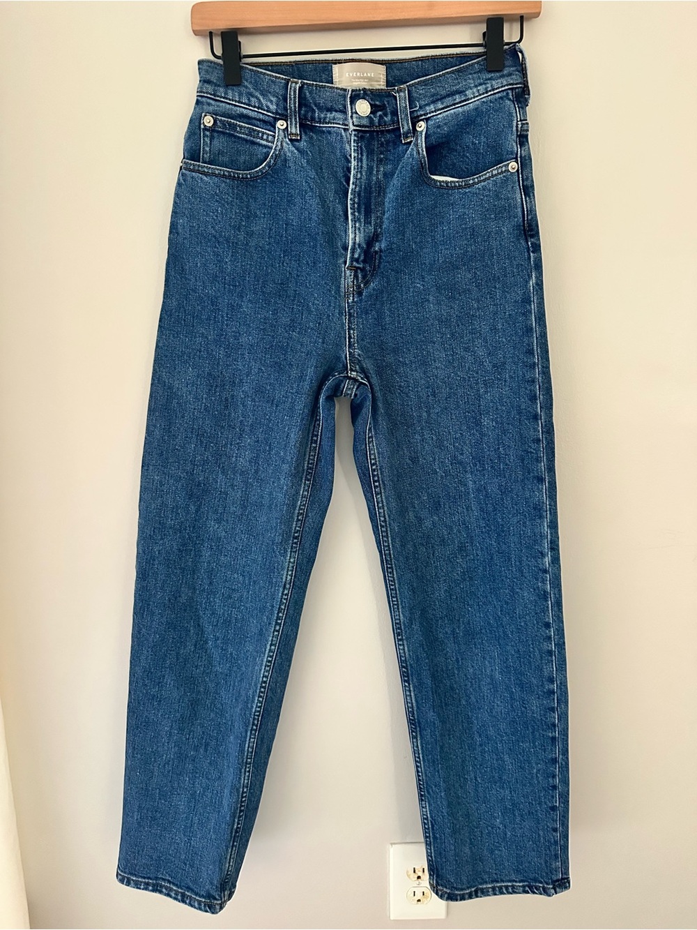 Everlane Way High Rise Organic Cotton Medium Wash Blue Jeans